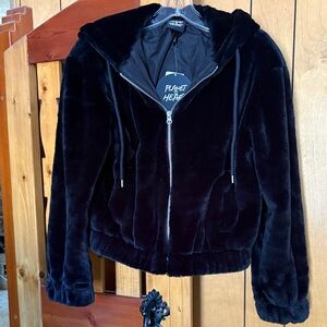 Faux fur jacket hoodie